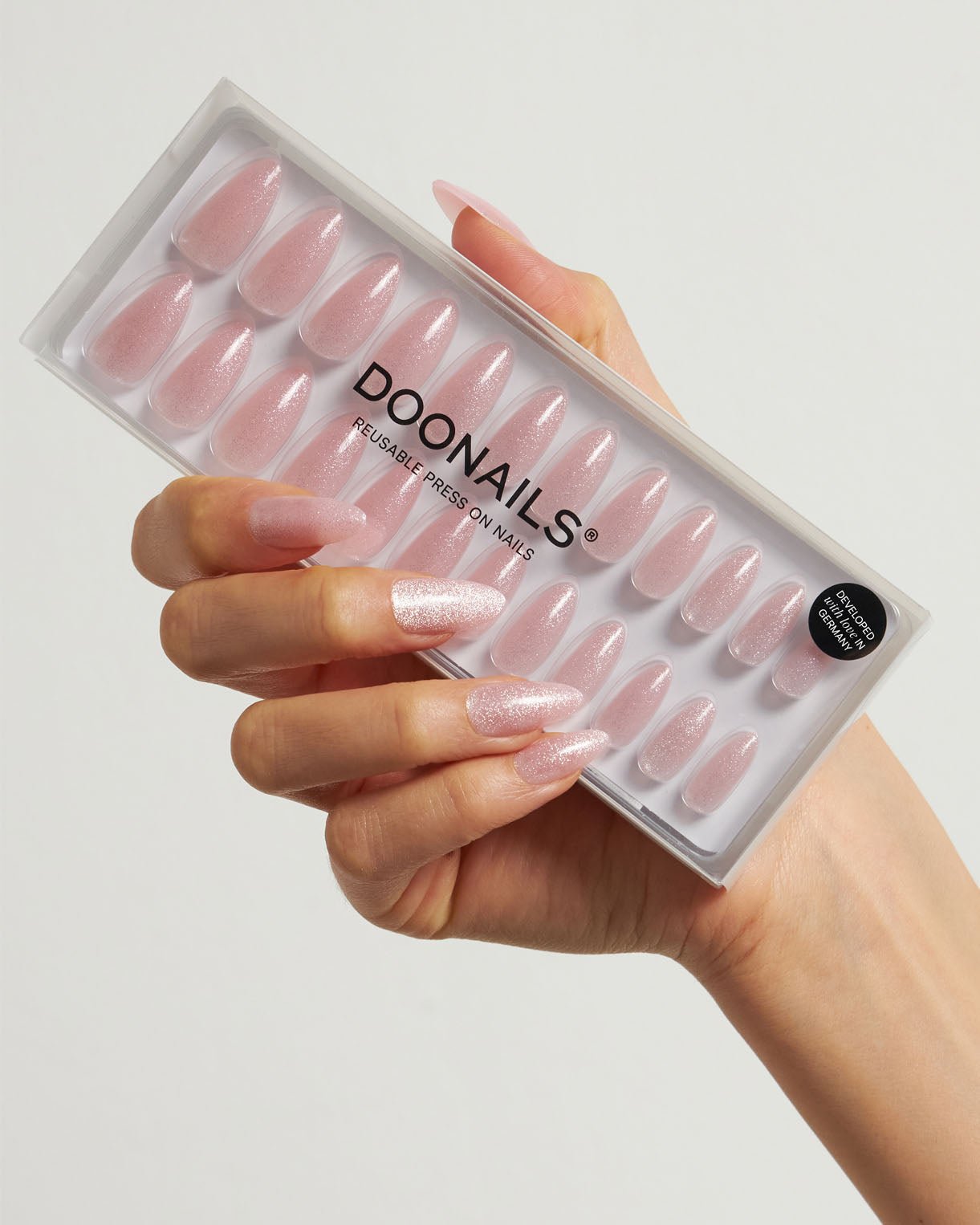 Rose Cat Eye Medium Almond Soft Gel Press Ons