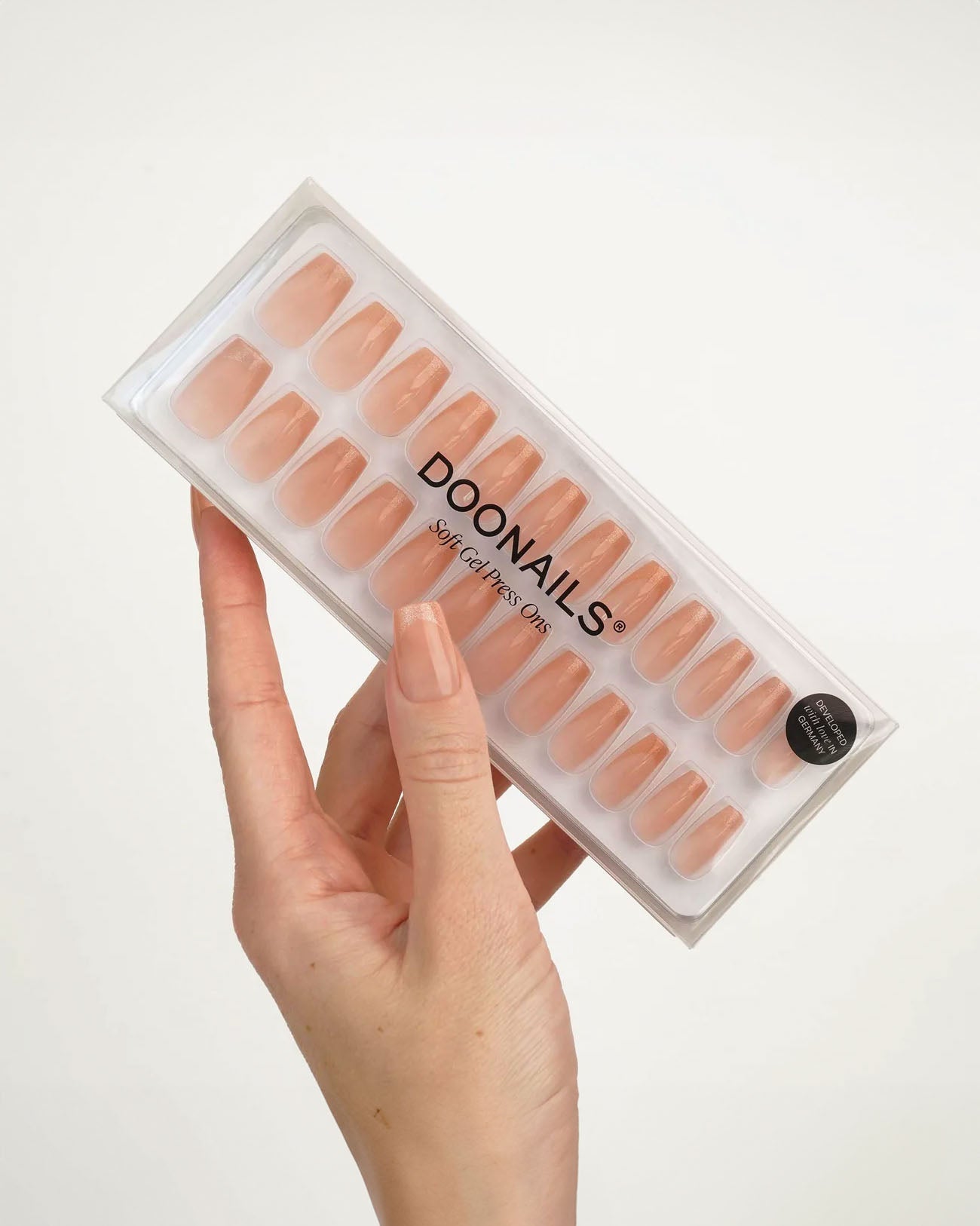 Rosegold Cat Eye French Short Coffin Soft Gel Press Ons